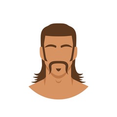 Poster - Face of man with mustache and mullet hairstyle