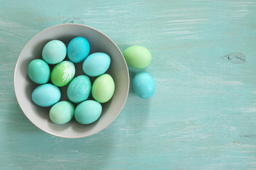 Wall Mural - Light blue and green Easter eggs