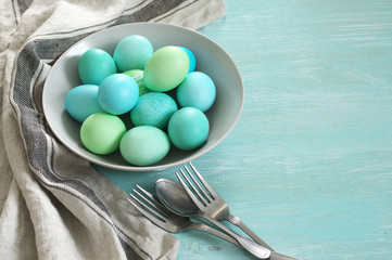 Wall Mural - Light blue and green Easter eggs