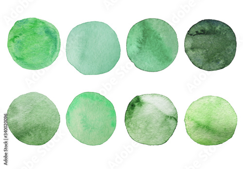 Naklejka kropki na szybę  zestaw-zielonych-kropek-akwarela-recznie-malowane-plamy-na-bialym-tle-okragly-okrag-odosobniony