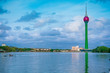Colombo cityscape photo with iconic colombo lotus tower and lake