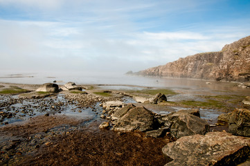 beach rocks iceland clouds scenic view northern europe