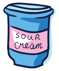 Wall Mural - Sour cream box, illustration, vector on white background