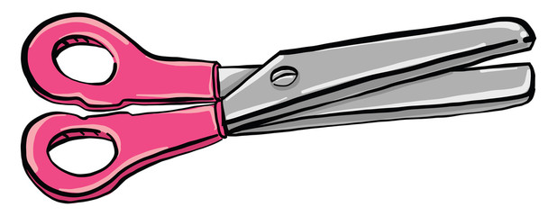 Poster - Pink scissors, illustration, vector on white background