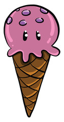 Poster - Pink ice cream, illustration, vector on white background