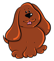 Poster - Fat brown dog, illustration, vector on white background