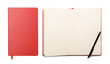 © New Africa - Open and closed notebook on white background, top view
