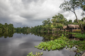 Comunidad indígena ubicada a orillas de un río del Delta del Orinoco, Venezuela