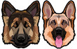 © satoriartworkco - German shepherd dog portrait colored vector illustration