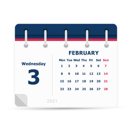 Wall Mural - February 3 - Calendar Icon - 2021