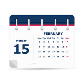 Wall Mural - February 15 - Calendar Icon - 2021