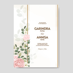 
Beautiful floral frame wedding invitation card template Premium Vector
