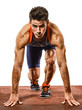 © snaptitude - young man athletics runner running sprinter sprinting isolated white background
