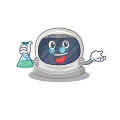 Sticker - Astronaut helmet smart Professor Cartoon design style working with glass tube