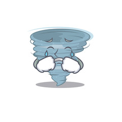 Sticker - Cartoon character design of tornado with a crying face