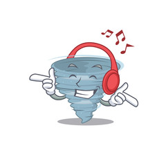 Sticker - Tornado Cartoon in design concept listening music