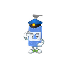 Wall Mural - A dedicated Police officer of handsanitizer mascot design style