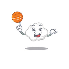 Wall Mural - Gorgeous white cloud mascot design style with basketball