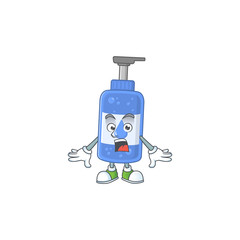 Sticker - A cartoon design of handsanitizer showing an amazed gesture