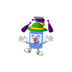 Poster - mascot cartoon style of handsanitizer playing Juggling on stage