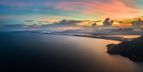 Wall Mural - Aerial view of DT6571 road from Nha Trang city to Cam Ranh town, Khanh Hoa, Vietnam.