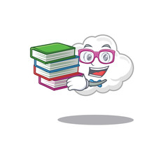 Poster - A diligent student in white cloud mascot design concept with books