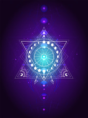 Wall Mural - Vector illustration of Sacred geometry symbol on abstract background.