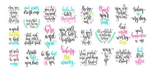 Sticker - set of 25 hand lettering positive quote, motivation and inspiration phrases design