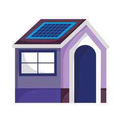 Canvas Print - eco friendly house with solar panel sustainable isolated icon design