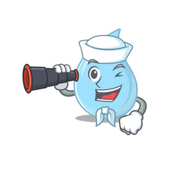 Poster - A cartoon icon of raindrop Sailor with binocular