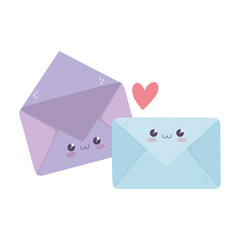 Poster - cute envelope love hearts kawaii cartoon character