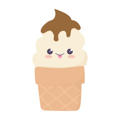 Wall Mural - kawaii sweet ice cream cone cute cartoon isolated icon