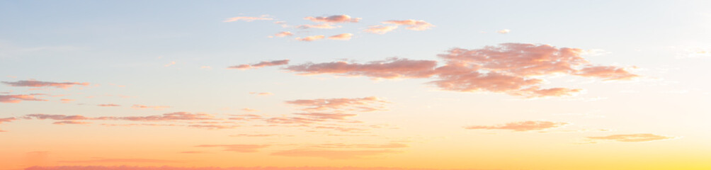 Wall Mural - Beautiful Panoramic View of Cloudscape during a colorful sunset or sunrise. Taken on the East Coast by the Atlantic Ocean in Canada.