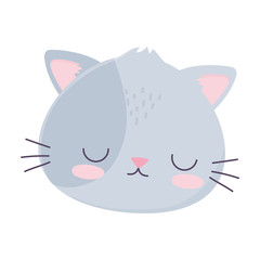 Wall Mural - kawaii cute cat face cartoon isolated icon
