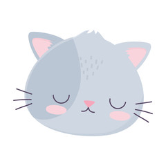 Sticker - kawaii cute cat face cartoon isolated icon