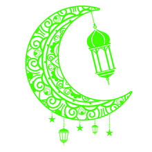 Vector - Creative Greeting Card Design For Holy Month Of Muslim Community Festival Ramadan Kareem With Moon And Hanging Lantern And Stars 