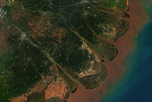 Mekong River Delta In Vietnam, Where The Mekong River Approaches And Empties Into The South China Sea, Seen From Space - Contains Modified Copernicus Sentinel Data (2020)