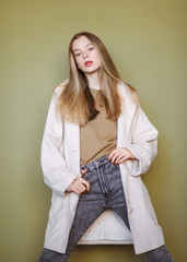 portrait of young model girl in studio