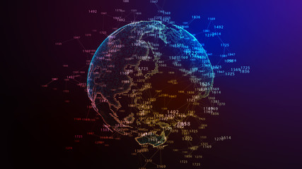 Wall Mural - earth globe. background with light effect. global international connectivity background. 3d illustra