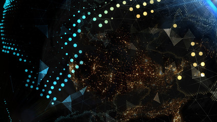Wall Mural - planet earth from the space at night. elements of this image furnished by nasa - 3d illustration.