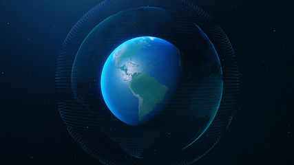 Wall Mural - planet earth technology network. elements of this image furnished by nasa - 3d illustration.