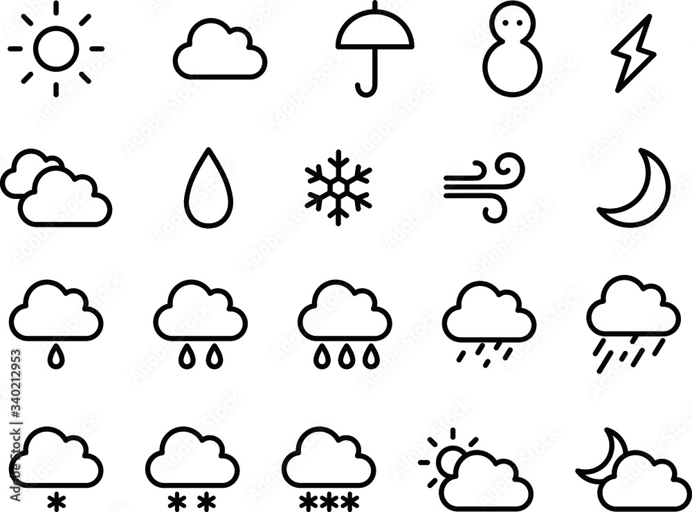Fototapete 天気のアイコンのセット イラスト かわいい Yugoro