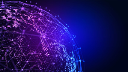 Wall Mural - connection lines globe. background with light effect. global international connectivity background. 