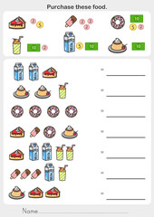 Wall Mural - Purchase these food worksheet. Check product prices and summary