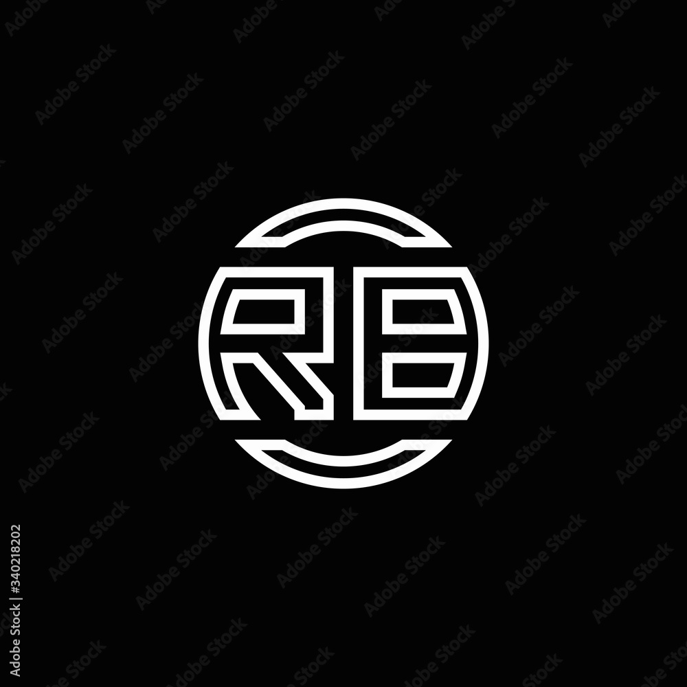 RB logo monogram with negative space circle rounded design template ...
