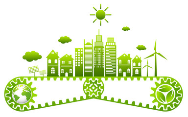 Sticker - Ecology concept and Environmental ,Banner design elements for sustainable energy development, Vector illustration