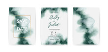 Wedding Invitation Cards, Mint Green Watercolor Background, Invitation Template.