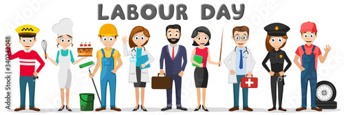 Cuadros en Lienzo Set of people of different professions on a white. Labor Day