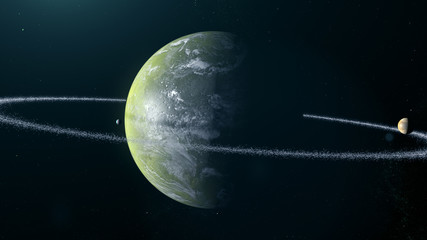 Wall Mural - Green Exoplanet 3d render for background