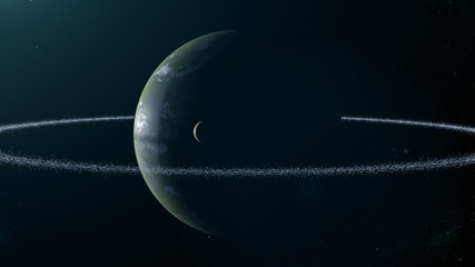 Wall Mural - Green Exoplanet 3d render for background